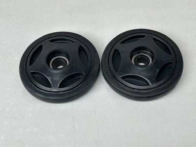 (2) Arctic Cat 0604-332 Black Spoked OEM 5.350 Idler Wheels 1985-2002 Pair Set - Image 1 of 4