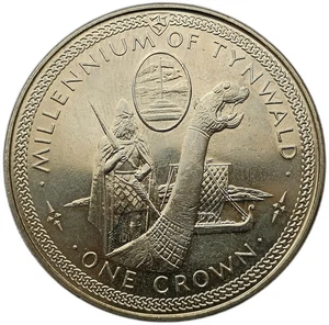 ISLE OF MAN 1 CROWN 1979 TYNWALD - VIKING COG SAILING SHIP UNC - Picture 1 of 2