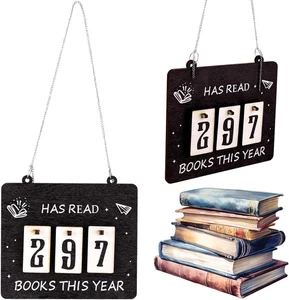 Wooden Book Tracker with 30 Number Cards for Teachers & Book Lovers - Picture 1 of 12