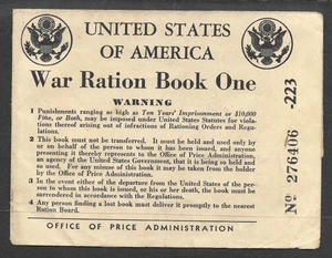 Libro de raciones de guerra 1942 uno con sellos EE. UU. SEGUNDA GUERRA MUNDIAL OPA forma n.º R-302 Segunda Guerra Mundial - Imagen 1 de 5