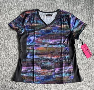 Koi Lite Scrub Top Women’s Sz Large Smokey Hayze Purple Marble Stretch Nursing - Picture 1 of 11