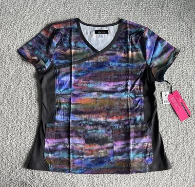Koi Lite Scrub Top Women’s Sz Large Smokey Hayze Purple Marble Stretch Nursing - Image 1 of 4