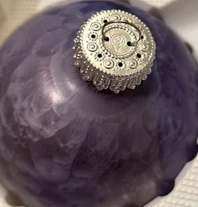 Vintage lila marmoriertes Glas Weihnachtsschmuck Oberfläche des Mondes ausgefallen Unikat - Bild 1 von 9