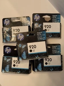 5 Cartridges HP Original 920 Black Ink Lot/Bundle New/Sealed Expired May 2024 - Afbeelding 1 van 6