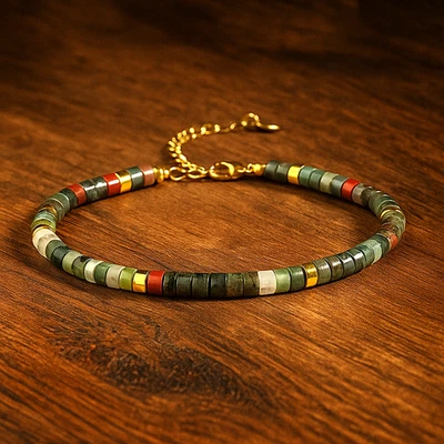 Natural African Bloodstone Crystal  Bracelet, Handmade Gift, Healing Gemstone - Image 1 of 4