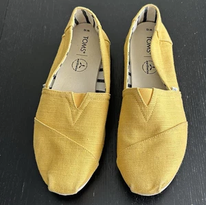 Toms 10 Marigold Heritage Yellow Canvas Alpargata Slipper Schuhe Earthwise Vegan - Bild 1 von 9