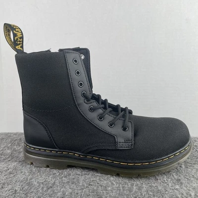 Dr. Martens Combs Y Combat Lace Up Black Boots Canvas Zip Women's 6 Men's 5 NEW - Image 1 of 4