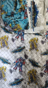 Transformers Cartoon Vintage Bed Sheet Set 3 Piece 1990 Fitted Flat Pillowcase - Picture 1 of 10