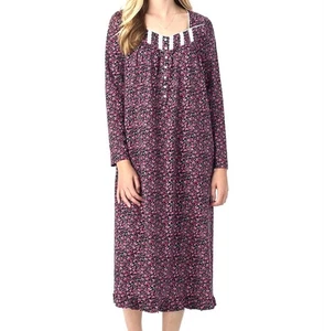 Eileen West Cheerful Blooms Long Cotton Flannel Nightgown Womens Size XXS - Picture 1 of 8