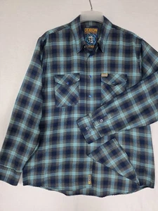 Dixxon Flannel Shirt The Pendejo Men's XL Green/Blue Plaid Blue Pearl Snap (ZE) - Picture 1 of 6
