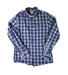 Men’s Brooks Brothers Red Fleece Medium Plaid Long Sleeve Shirt Blue Orange - Picture 1 of 8