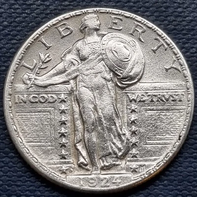 1924 D Standing Liberty Quarter 25c Denver Key Date Higher Grade AU - UNC #95409 - Image 1 of 2