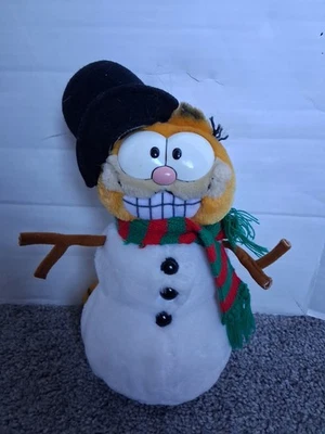 Vintage Garfield Cat 1981 Snowman Dakin Plush 10" Christmas Stuffed Animal  - Image 1 of 4