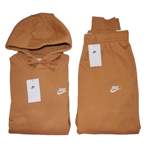 Nike Club Fleece Mens Caramel Sweatsuit Hoodie Joggers Matching Tracksuit NWT - Picture 1 of 20