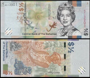 BAHAMAS 1/2 DOLLAR 2019 UNC SISTER SARAH,NASSAU MARKET,MAP AT LEFT,FLOWER AT CEN - Bild 1 von 1