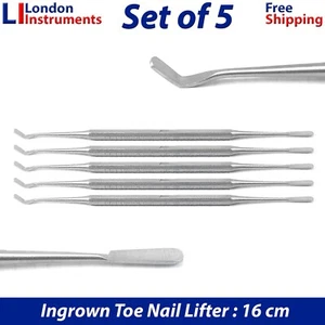 Set of 5 Ingrown Toenail Lifter 16 cm Stainless Steel Nail Treatment Instruments - Picture 1 of 6