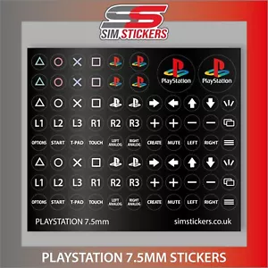 BLACK 7.5mm Round PlayStation Stickers for Simulator Wheel/Button Box/Controller - Picture 1 of 2