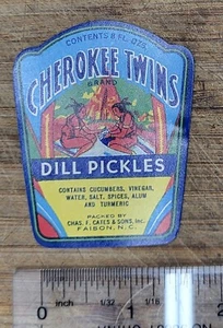 ADVERTISING JAR Bottle Label Faison North Carolina Brand Pickles Gates Cherokee - Picture 1 of 4
