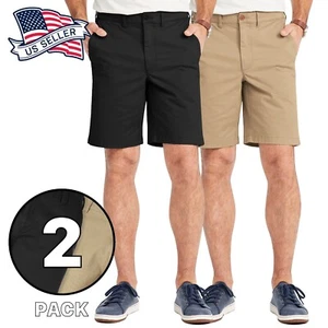 Mens 2-Pack Premium Cotton Classic Chino Shorts with Pocket - Picture 1 of 3