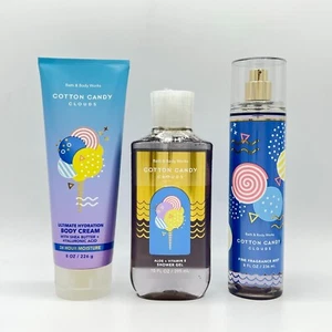 Paquete de 3 piezas de crema, gel de ducha y niebla Bath & Body Works algodón caramelo - Imagen 1 de 3