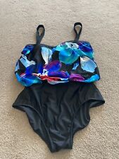 2 Bamboo Size L Womens Black/Multi Floral Padded One Piece Swimsuit