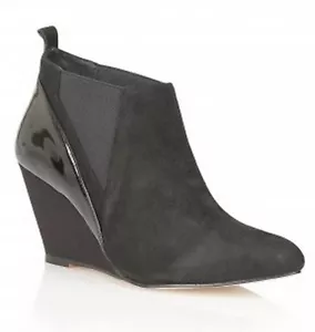 Ravel Indiana Wedge Ankle Boot Black Suede/Patent - Picture 1 of 1