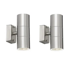LED Outdoor 2 x Auf und Ab Wandleuchte mit LED Spots Edelstahl Wasserdicht - Bild 1 von 5