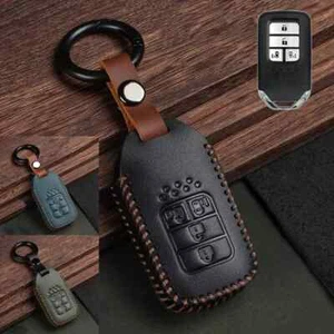 Genuine Leather Car Key Fob Case Cover For Honda Accord Civic CR-V HR-V Odyssey - Picture 1 of 9