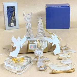 Mixed Lot Mikasa Glass Angel & Bell / Frosted Plastic Ornaments - Picture 1 of 16