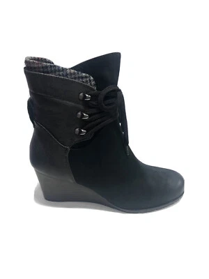Botas al tobillo Rockport Lucinda negras de encaje con cuña para mujer talla 9,5 M  Foto 1 de 4