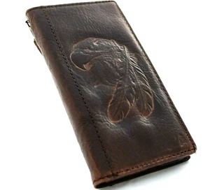Funda de Cuero Genuino Fo Apple iPhone 13 Pro Max Billetera Cubierta Libro Estampado de Águila - Imagen 1 de 9