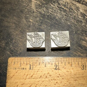 2 Printing Blocks “ 2 Ships “ Lead Face Blocks, Small. - Picture 1 of 4