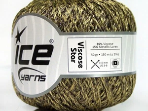 Old Gold Brown Metallic Accent Viscose Star #50737 Ice DK Cord Yarn 50gr 164yds - Picture 1 of 4