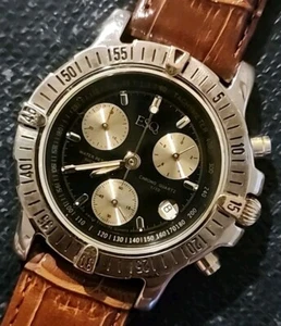 Movado ESQ Swiss Chronograph Onyx Tone Date Dial Quartz & New Band. - Picture 1 of 11
