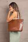 Adored Pu Leather Large Tote Bag Zippered Accent Top Handle