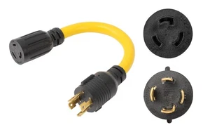 NEMA L14-30P to L6-20R 240V 20 Amp Twist Lock 4 Prong Male Plug to Twist Lock... - Picture 1 of 2