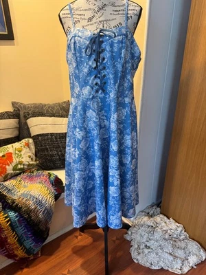 scarlet darkness blue and white floral dress size 2xll - Image 1 of 4