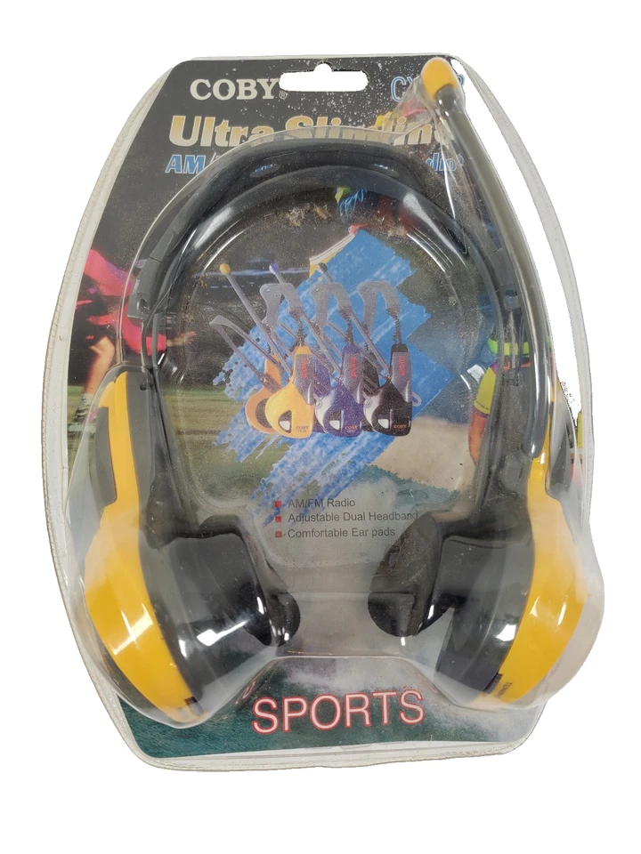 Coby Sports CX-22 Ultra Slimline Retro AM/FM Headphone Radio Yellow - Image 1 of 4