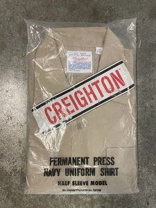 Creighton US Navy Uniforme Camicia Uomo M Biege Bottone Mezza Manica. (41) - Foto 1 di 3