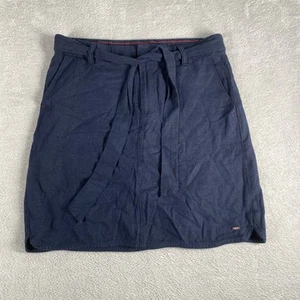 Tommy Hilfiger Linen Skirt Women's Small Navy Blue Pockets Tie Waist - Picture 1 of 13