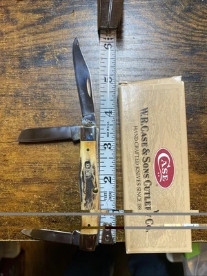 Case XX USA 2 Dot 1998 3 Blade 3 1/2” Stag Stockman Knife Number 53032 - Image 1 of 4