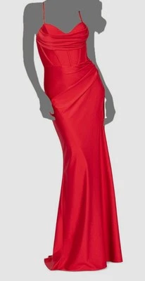 Vestido de noite feminino Aqua cetim vermelho espartilho tamanho 10 - Imagem 1 de 2