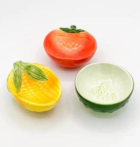 VTG Lillian Vernon Mini Veggie Bowls Set Corn Tomato Cucumber Taiwan Ceramic - Picture 1 of 6