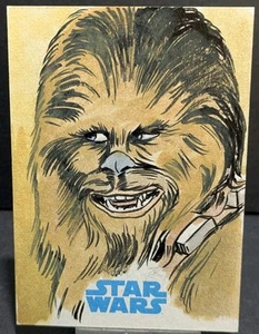 2015 Topps Star Wars JTTFA Chewbacca Sketch Card 1/1 By Jason Chalker - Picture 1 of 11