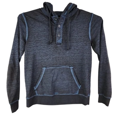 Sudadera con Capucha Para Hombres BKE Hebilla Azul 1/4 Botón Mangas Largas Calce Ajustado Mezcla de Algodón Talla S Foto 1 de 4