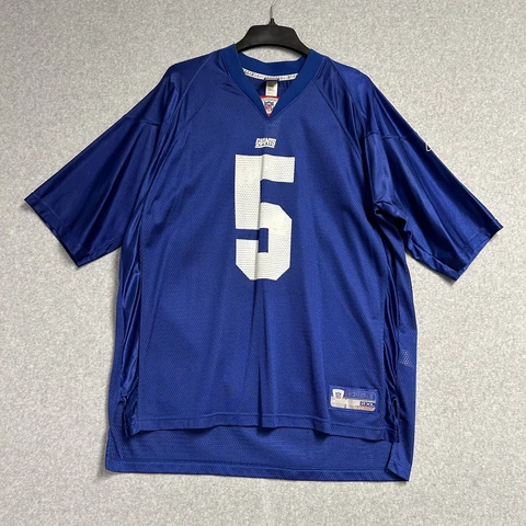 VINTAGE New York Giants Jersey Kerry Collins Adult 2XL XXL Blue NFL Reebok Mens Cover