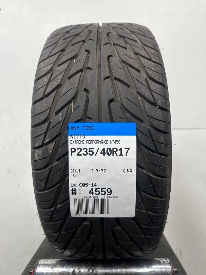 1 Used  Nitto Extreme Performance NT450 P235/40R17 2354017 235/40/17   - 9/32 - Image 1 of 4
