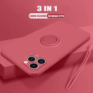 Case For iPhone 16 15 14 13 12 Pro Max 11 XS Magnetic Ring Stand Silicone Cover - Picture 1 of 23