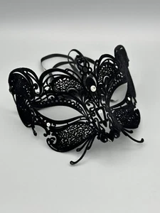 Black Metal Carnival Mask Costume Masquerade Ball Halloween Exotic Fashion - Picture 1 of 7