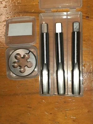 UNF UNF 9/16" X 18 RH HSS HAND TAP SET+OD 1 1/2" HSS split screw Die button. TS - Image 1 of 3